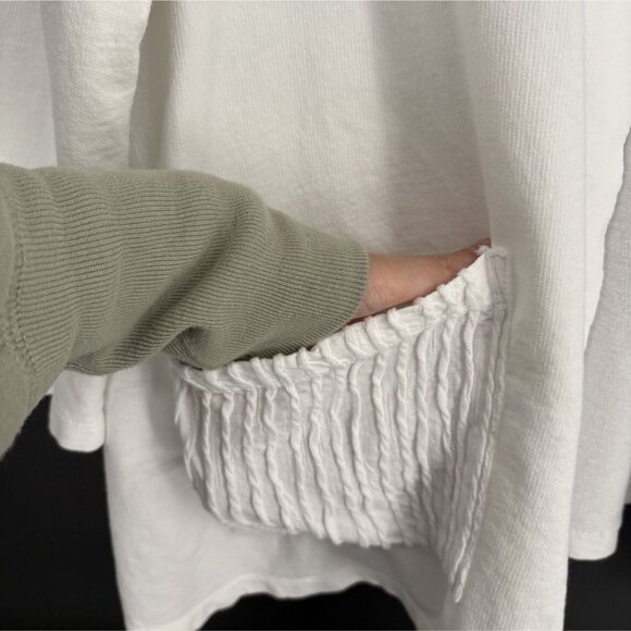 Jess & Jane Women's Open Front Cardigan 2X White Cotton Pockets USA Professional - Picture 3 of 10